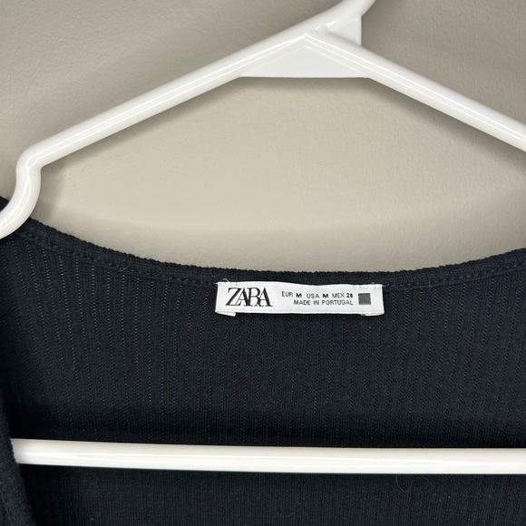 Zara Black Textured Wrap Long Sleeve Top - Picture 4 of 4